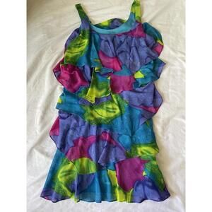 Signature by Robbie Bee Dress Multi-Color Ruffled Women Dress‎ Sz 6P